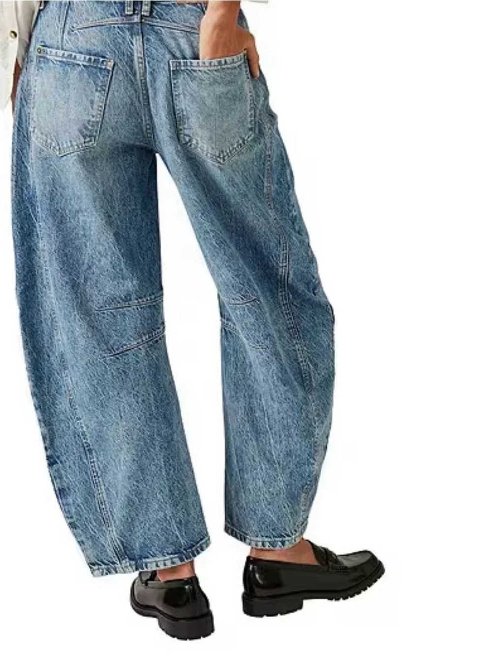Free People We The Free Good Luck Mid-Rise Barrel Jeans Size 29